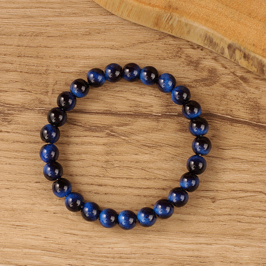 Blue Tiger’s Eye Beaded Bracelet – Handmade Boho Healing Jewelry for Women, Calm Energy & Everyday Style