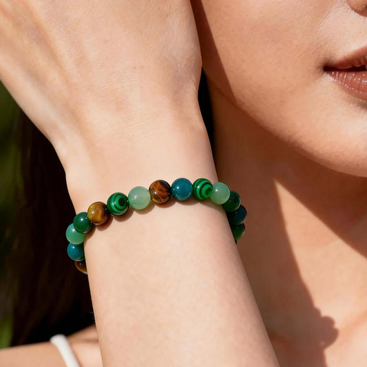 Vintage-Inspired Beaded Bracelet|Tiger Eye|African Turquoise|Strength