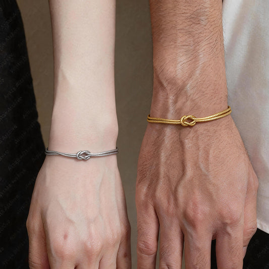 Love Knot Double Layer Chain Bracelet - Infinite Bond Symbol Jewelry for us, Elegant Gold & Silver Friendship Gift