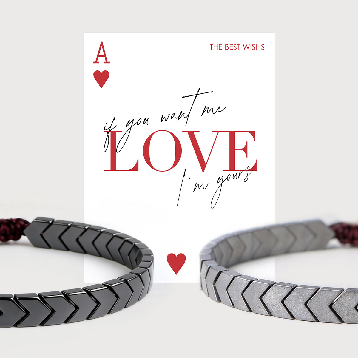 Minimalist Arrow Hematite Bracelet for Couples - Non-Magnetic Geometric Stone Wristband, Set of 2, Anniversary & Relationship Gift