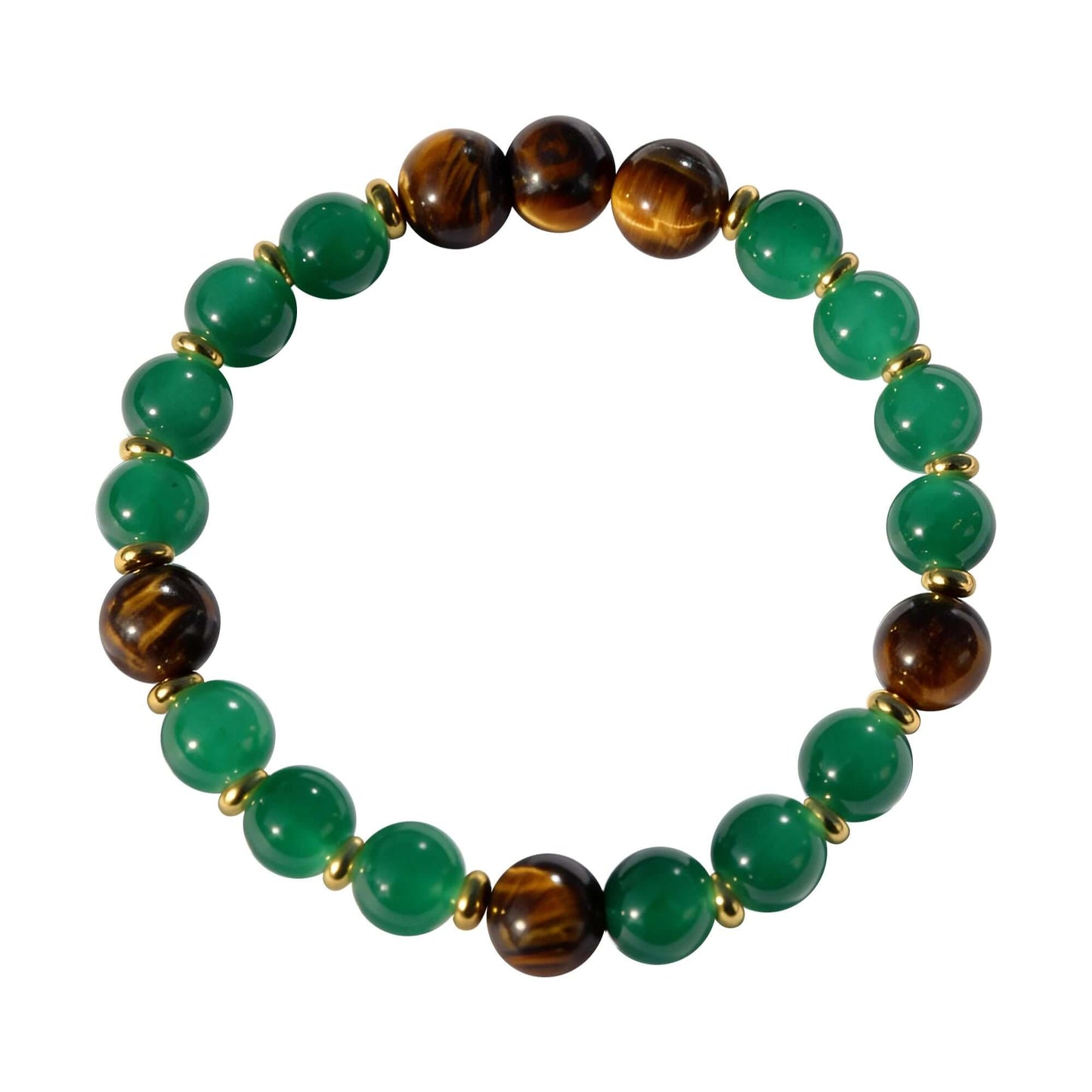 Green Aventurine & Tiger Eye Beaded Bracelet - Good Fortune