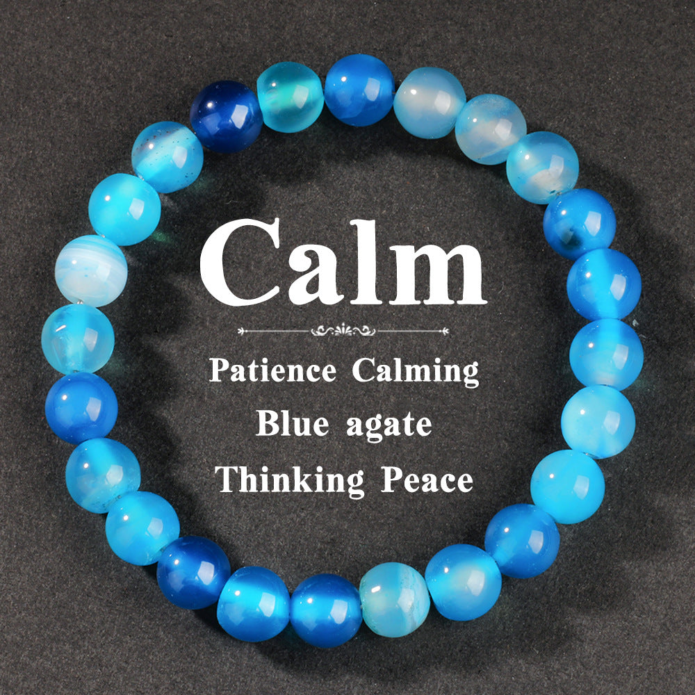 New Original Design Beaded Niche Stone Crystal Bracelet Lake Blue Agate Beaded Bracelet