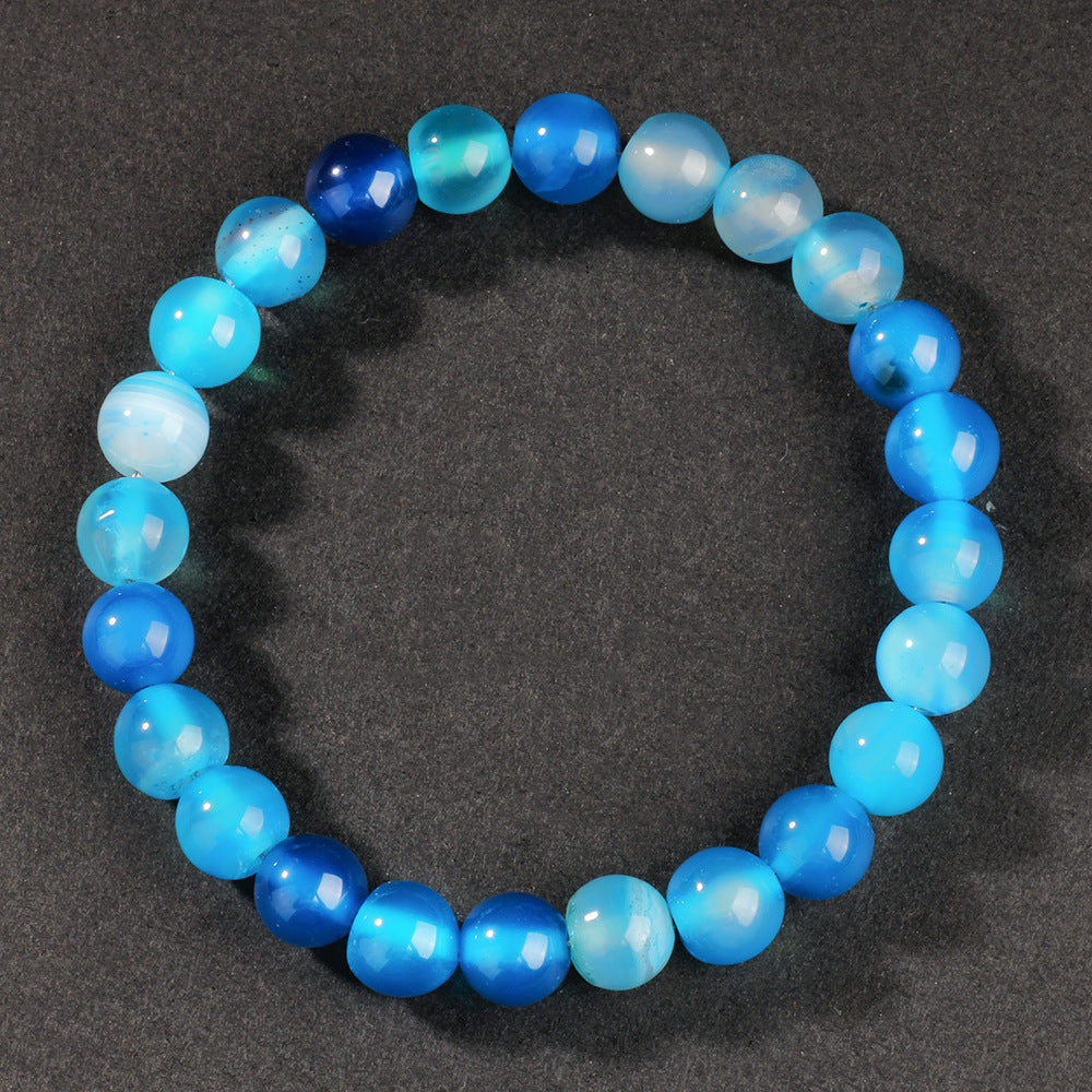 New Original Design Beaded Niche Stone Crystal Bracelet Lake Blue Agate Beaded Bracelet