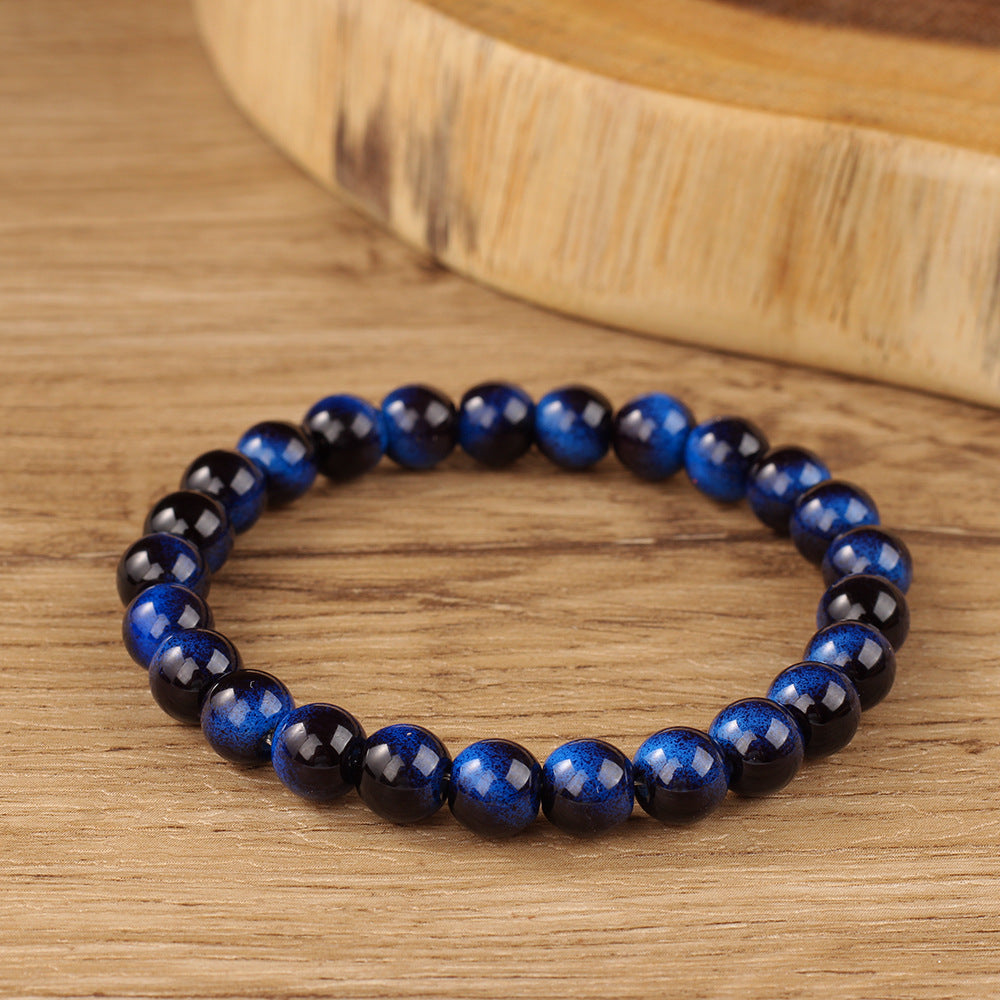 Blue Tiger’s Eye Beaded Bracelet – Handmade Boho Healing Jewelry for Women, Calm Energy & Everyday Style