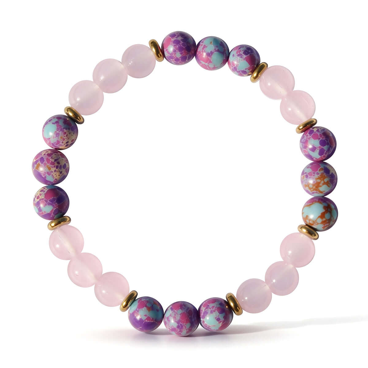 Pink Wood Grain Stone Beaded Bracelet - Vintage Design