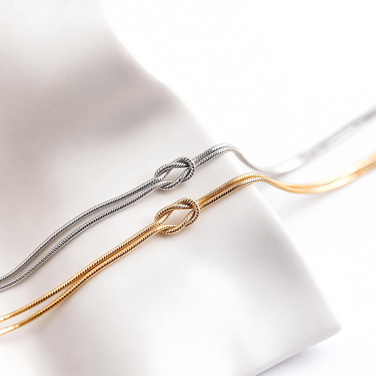 Love Knot Double Layer Chain Bracelet - Infinite Bond Symbol Jewelry for us, Elegant Gold & Silver Friendship Gift