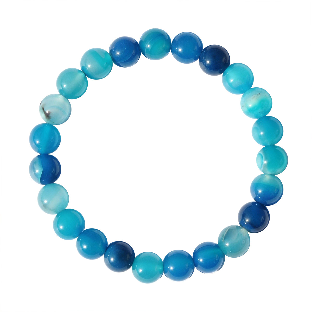 Lake Blue Agate Beaded Bracelet - Communication Stone
