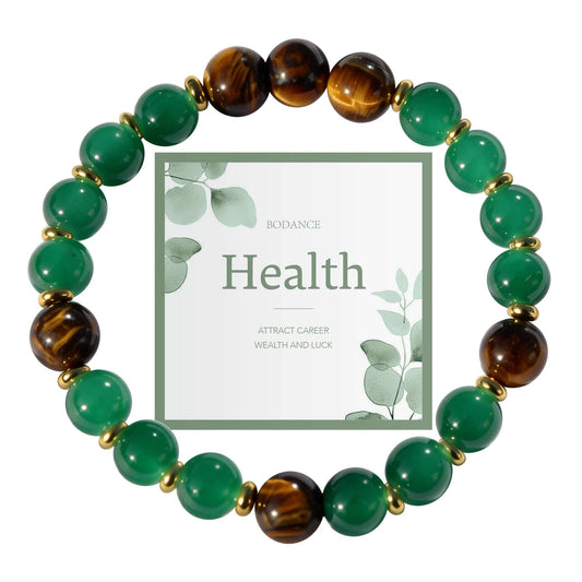 Vintage-Inspired Green Aventurine Style and Tiger’s Eye Style Beaded Bracelet – Unique Design for Good Fortune