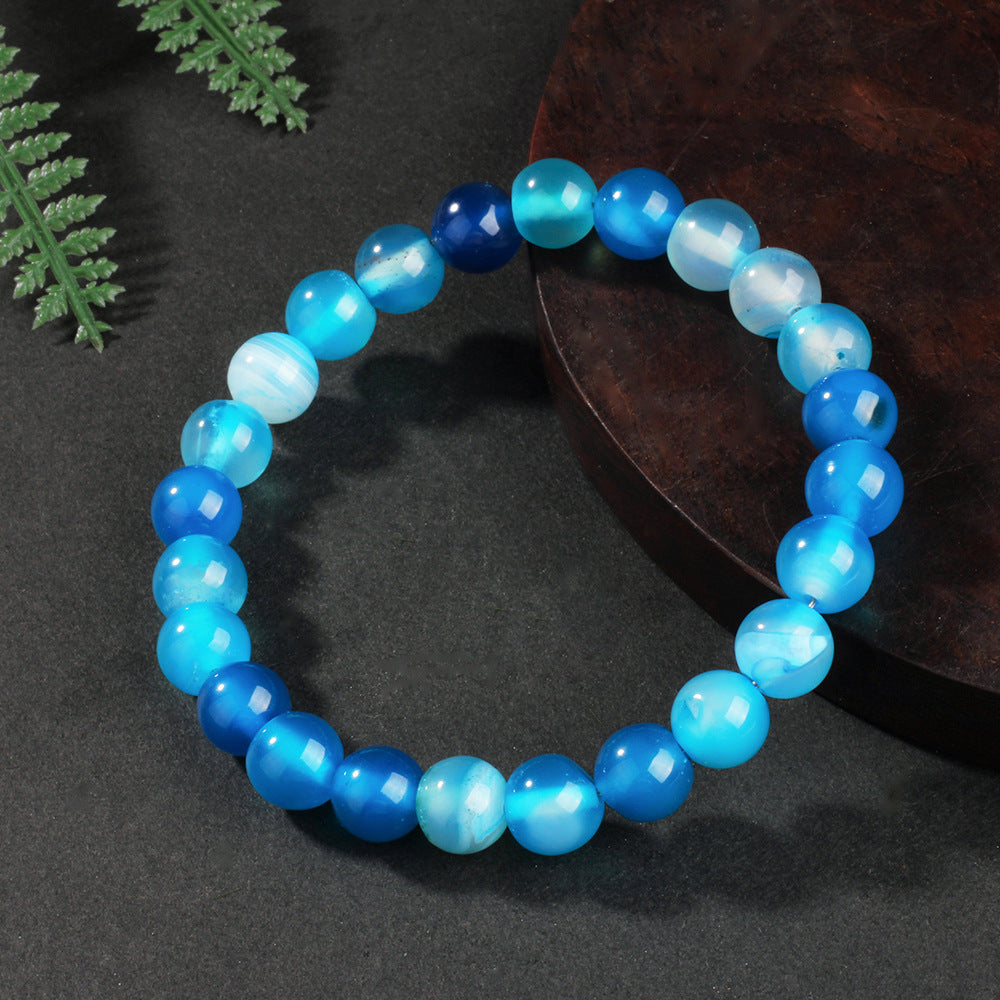 New Original Design Beaded Niche Stone Crystal Bracelet Lake Blue Agate Beaded Bracelet
