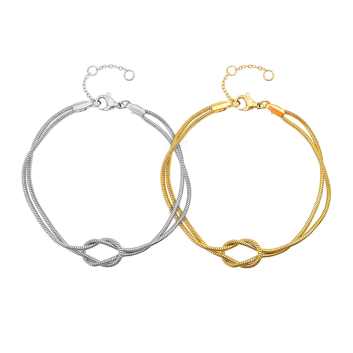 Love Knot Double Layer Chain Bracelet - Infinite Bond Symbol Jewelry for us, Elegant Gold & Silver Friendship Gift