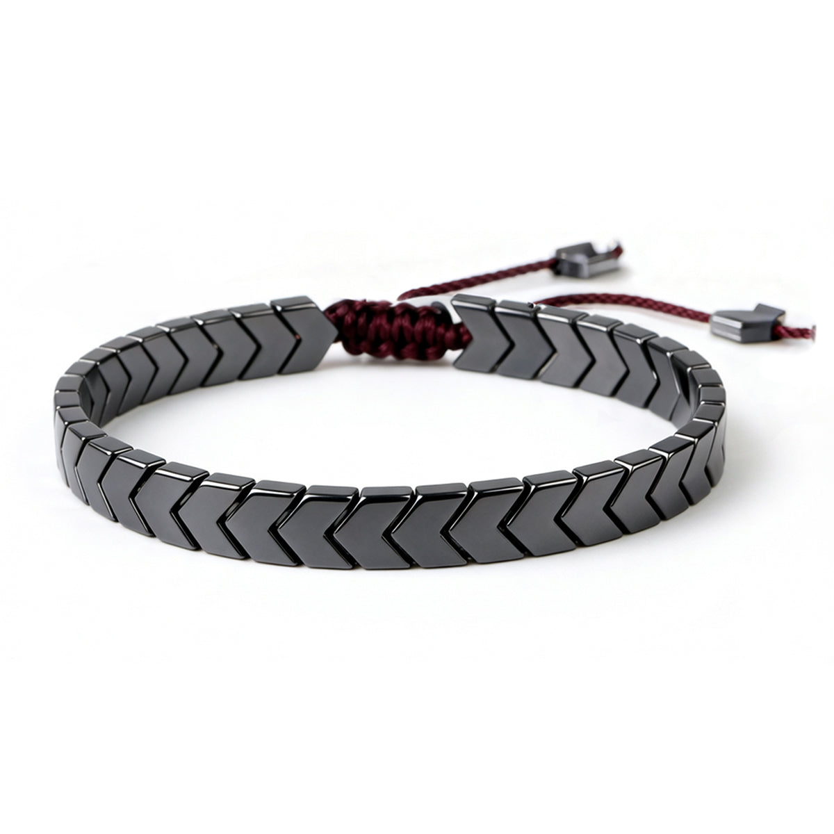 Minimalist Arrow Hematite Bracelet for Couples - Non-Magnetic Geometric Stone Wristband, Set of 2, Anniversary & Relationship Gift