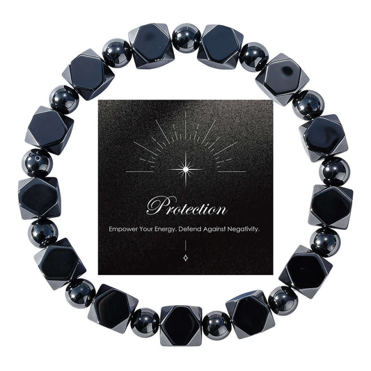 Vintage-Inspired Original Design Beaded Bracelet with Faceted Black Onyx Style Stones – Unique and Stylish