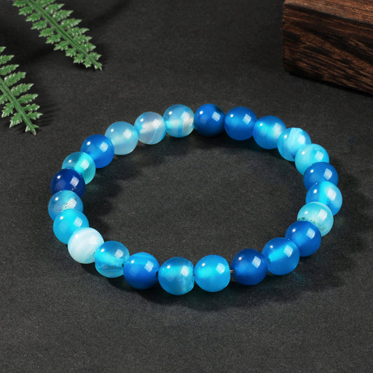New Original Design Beaded Niche Stone Crystal Bracelet Lake Blue Agate Beaded Bracelet