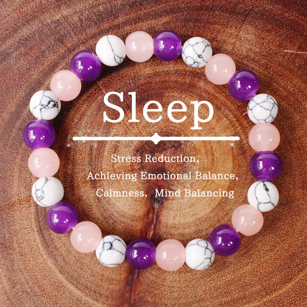 Contrast Color8mm White Line Pine Color Bracelet Imitation Amethyst Glass Beaded Bracelet for Women Direct Wholesale from Manufacturer