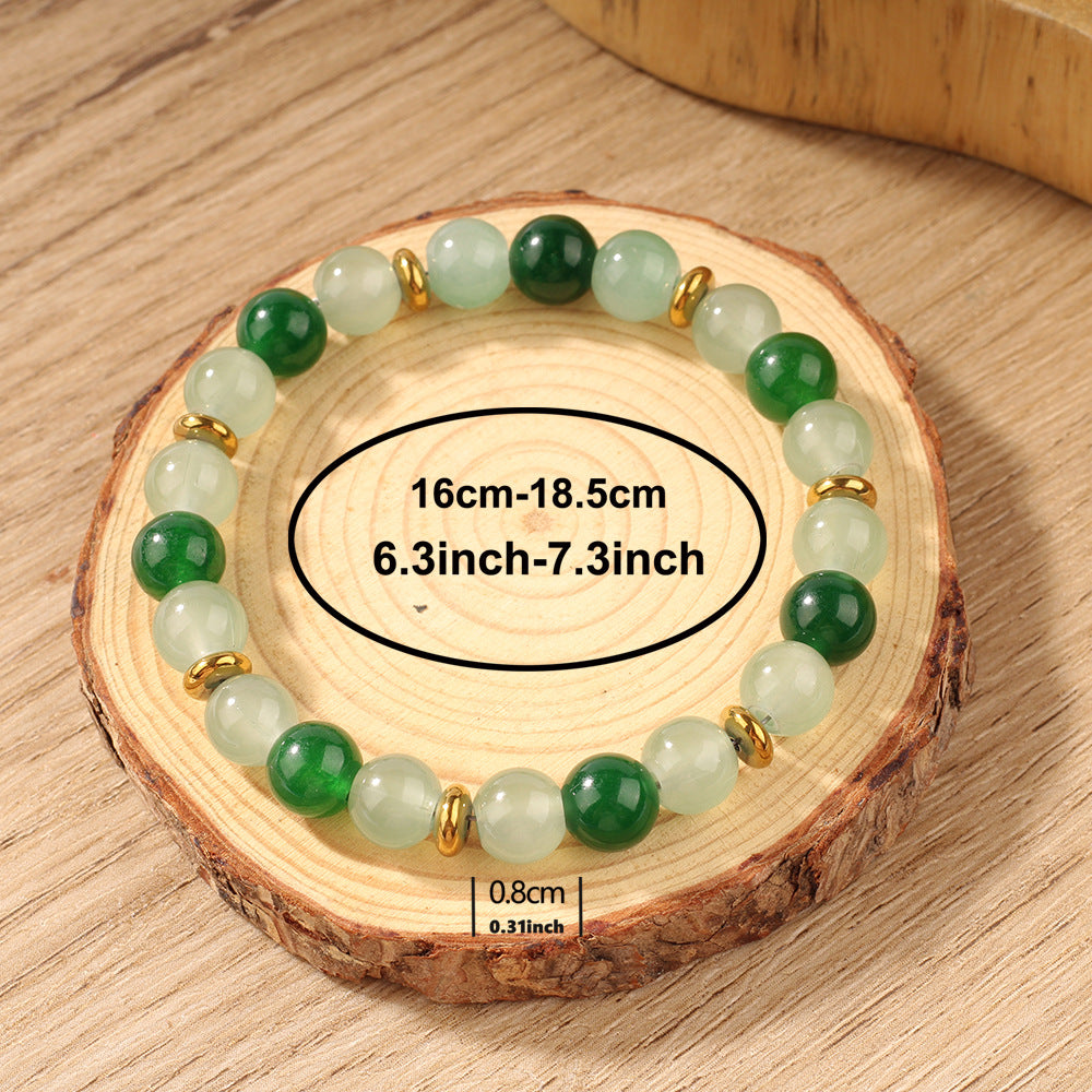Vintage-Inspired Green Aventurine Style Beaded Bracelet with Spacer Design – Symbol of Good Fortune