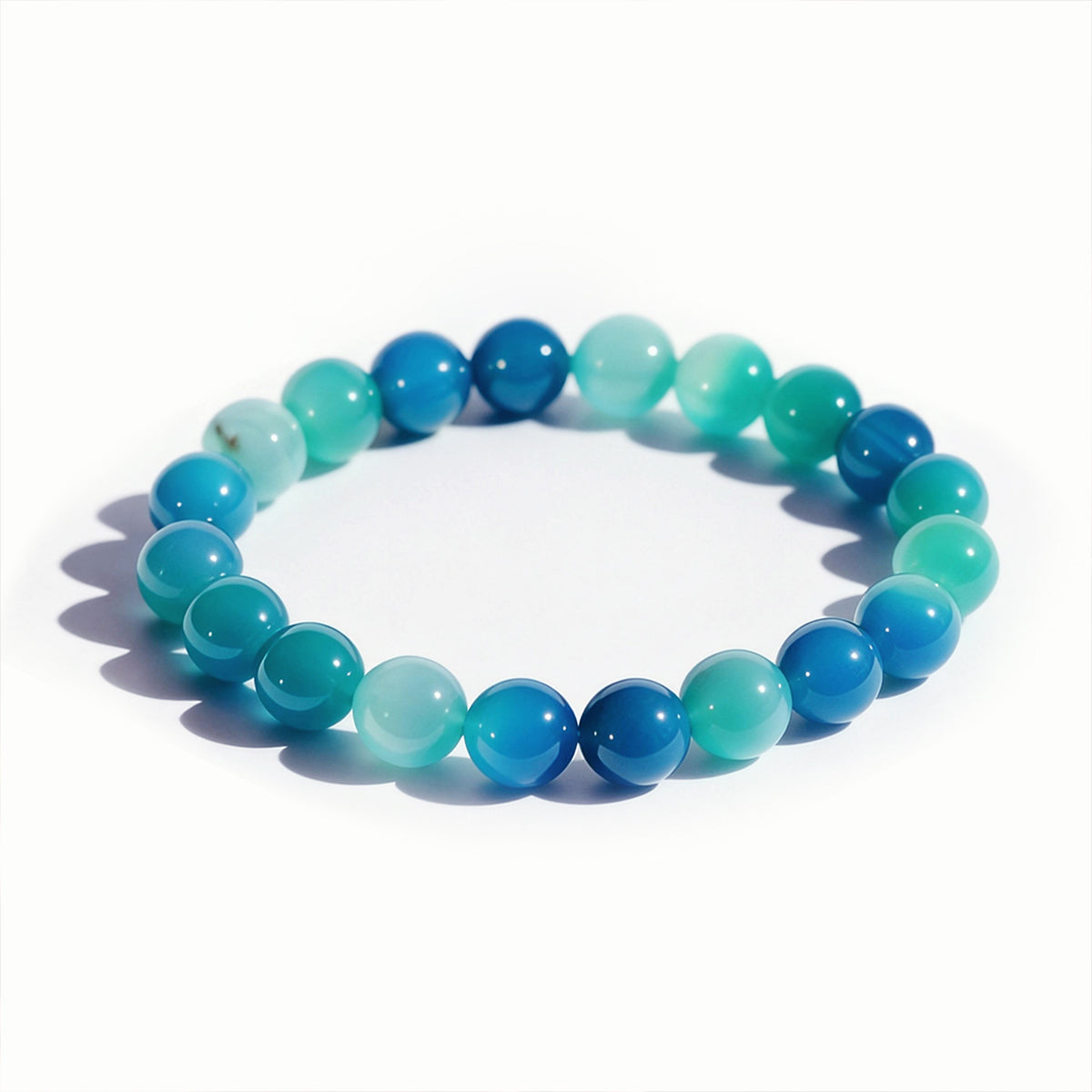 Lake Blue Agate Beaded Bracelet - Communication Stone