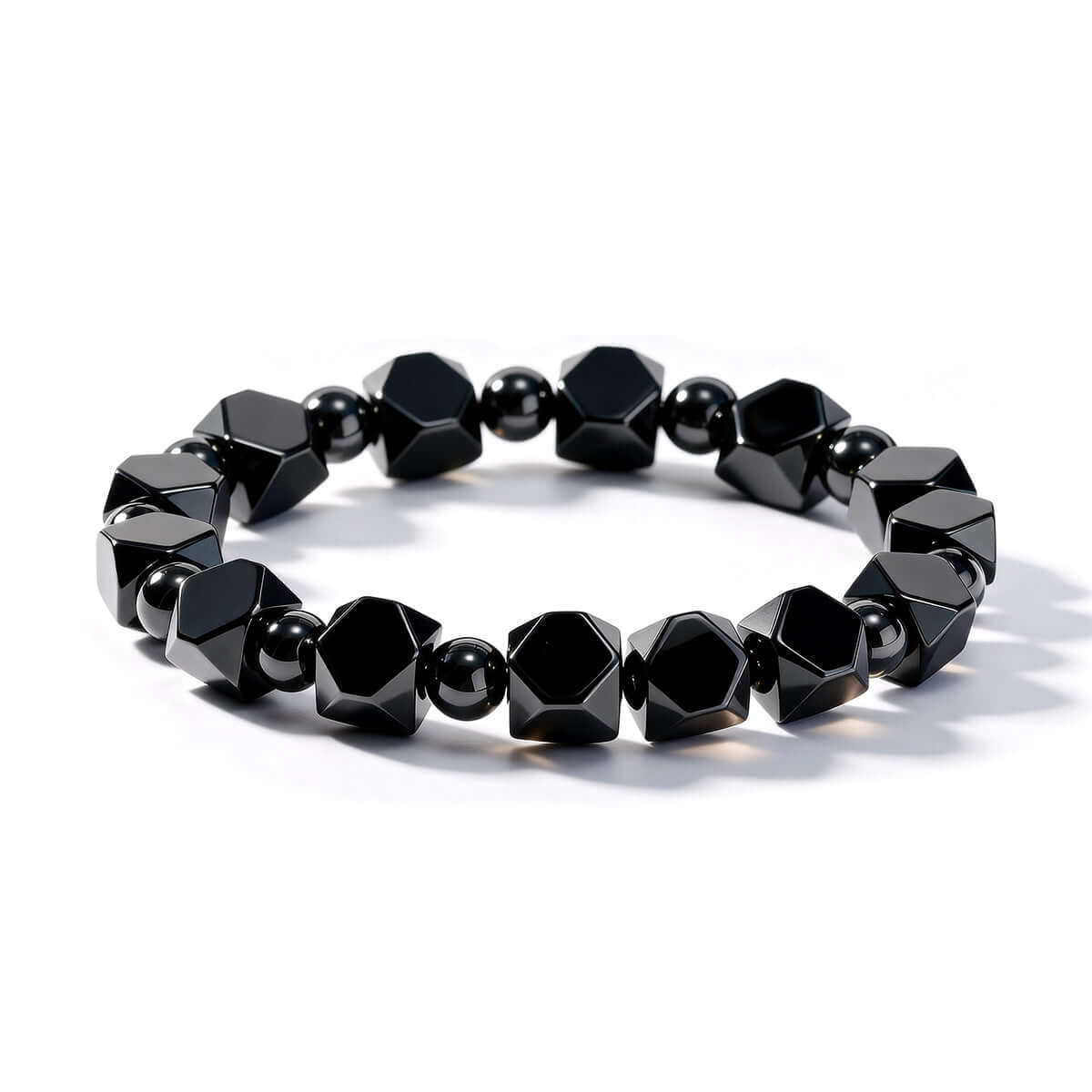 Faceted Black Onyx Beaded Bracelet - Original Design
