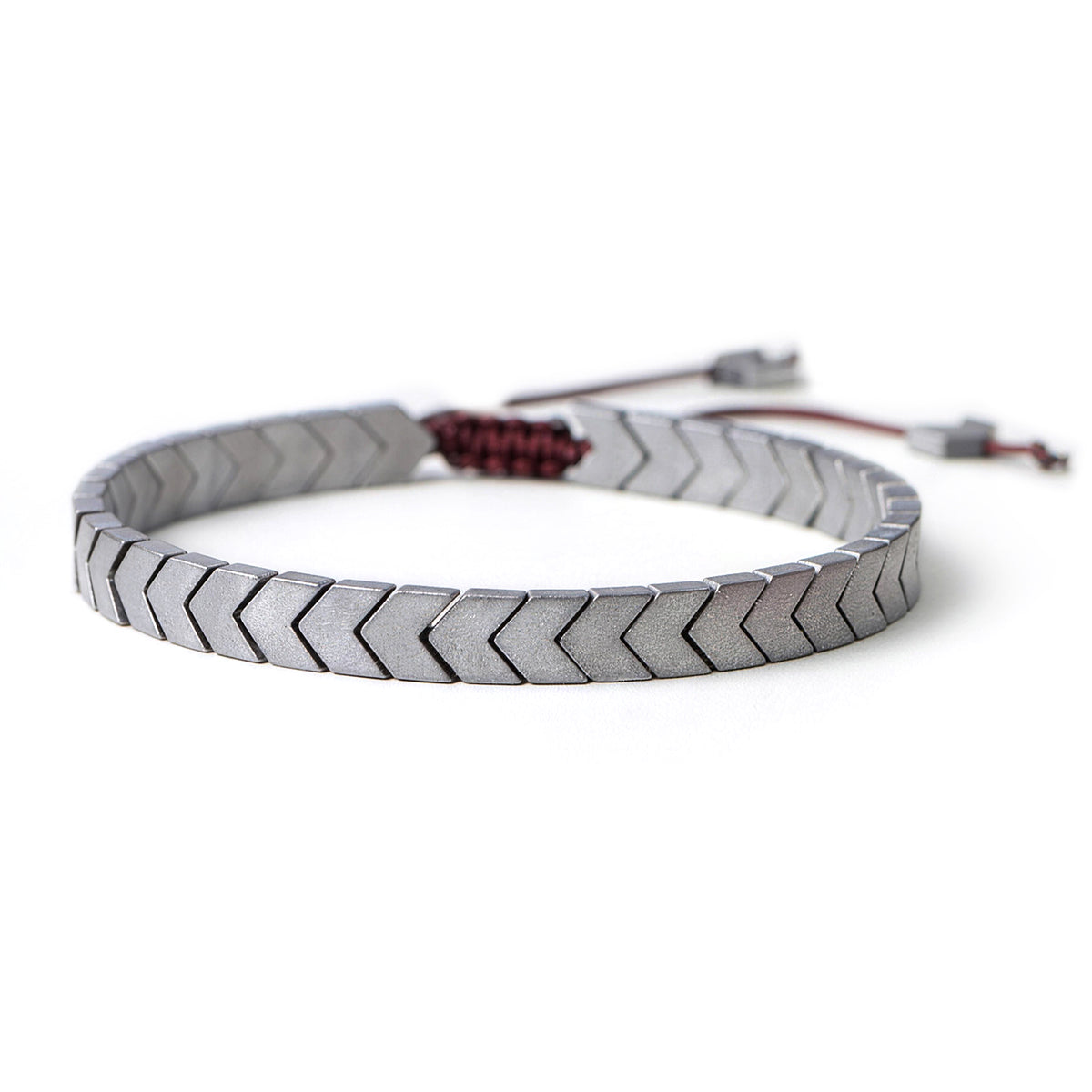 Minimalist Arrow Hematite Bracelet for Couples - Non-Magnetic Geometric Stone Wristband, Set of 2, Anniversary & Relationship Gift