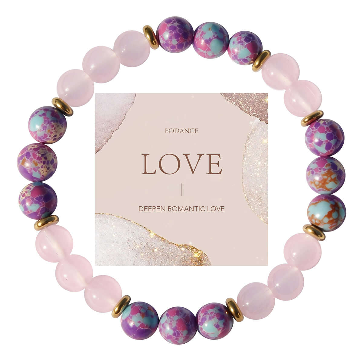 Pink Wood Grain Stone Beaded Bracelet - Vintage Design