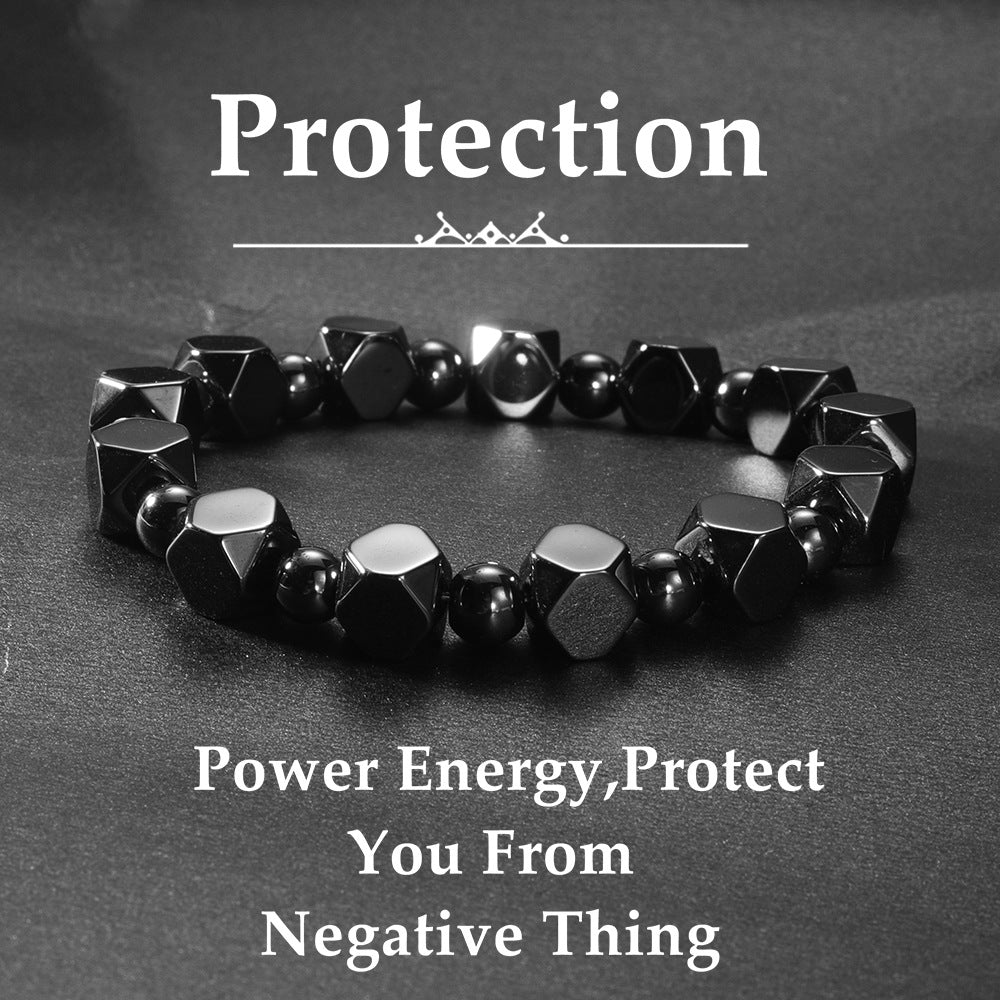 Vintage-Inspired Original Design Beaded Bracelet with Faceted Black Onyx Style Stones – Unique and Stylish