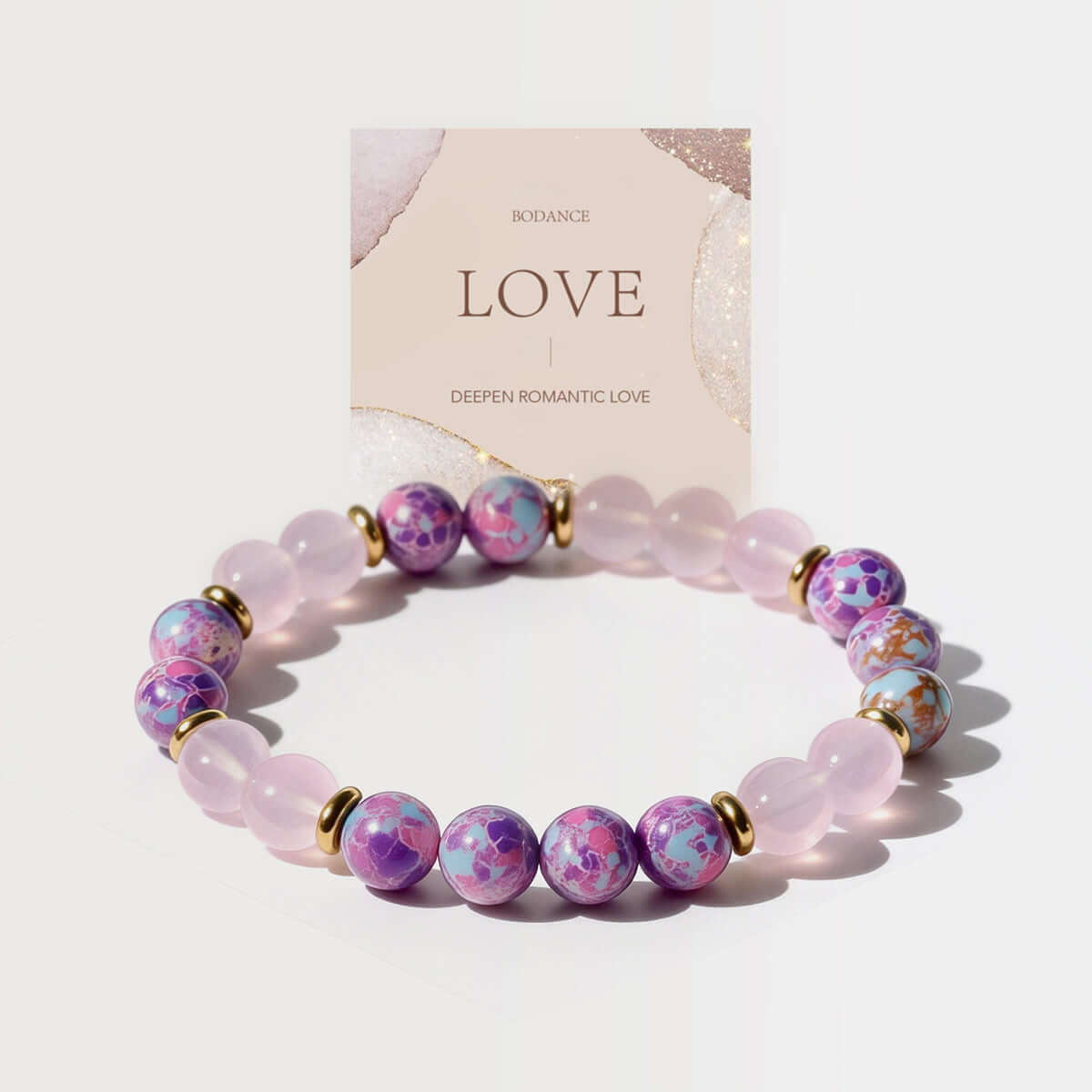 Pink Wood Grain Stone Beaded Bracelet - Vintage Design