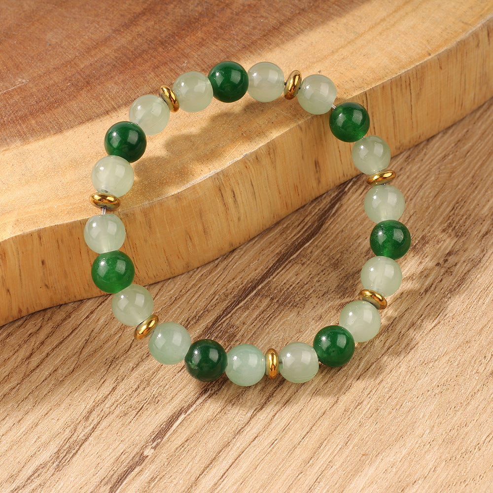 Vintage-Inspired Green Aventurine Style Beaded Bracelet with Spacer Design – Symbol of Good Fortune