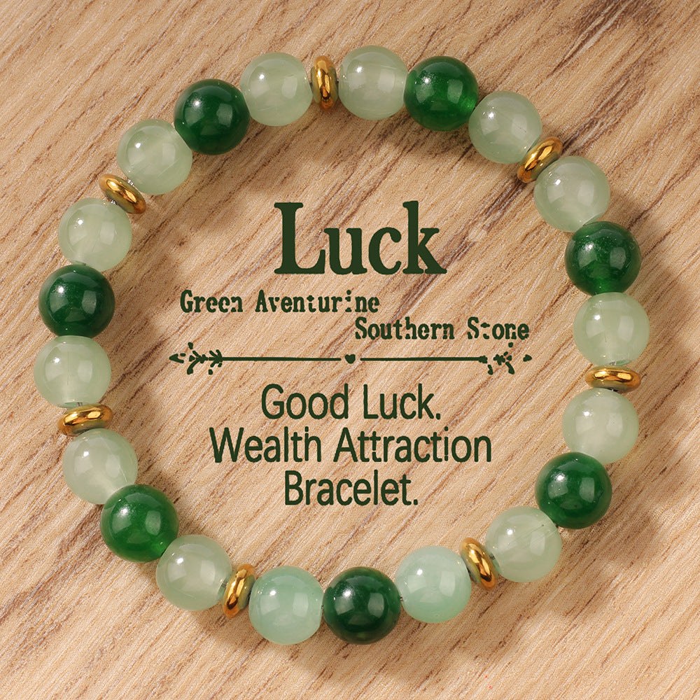 Vintage-Inspired Green Aventurine Style Beaded Bracelet with Spacer Design – Symbol of Good Fortune