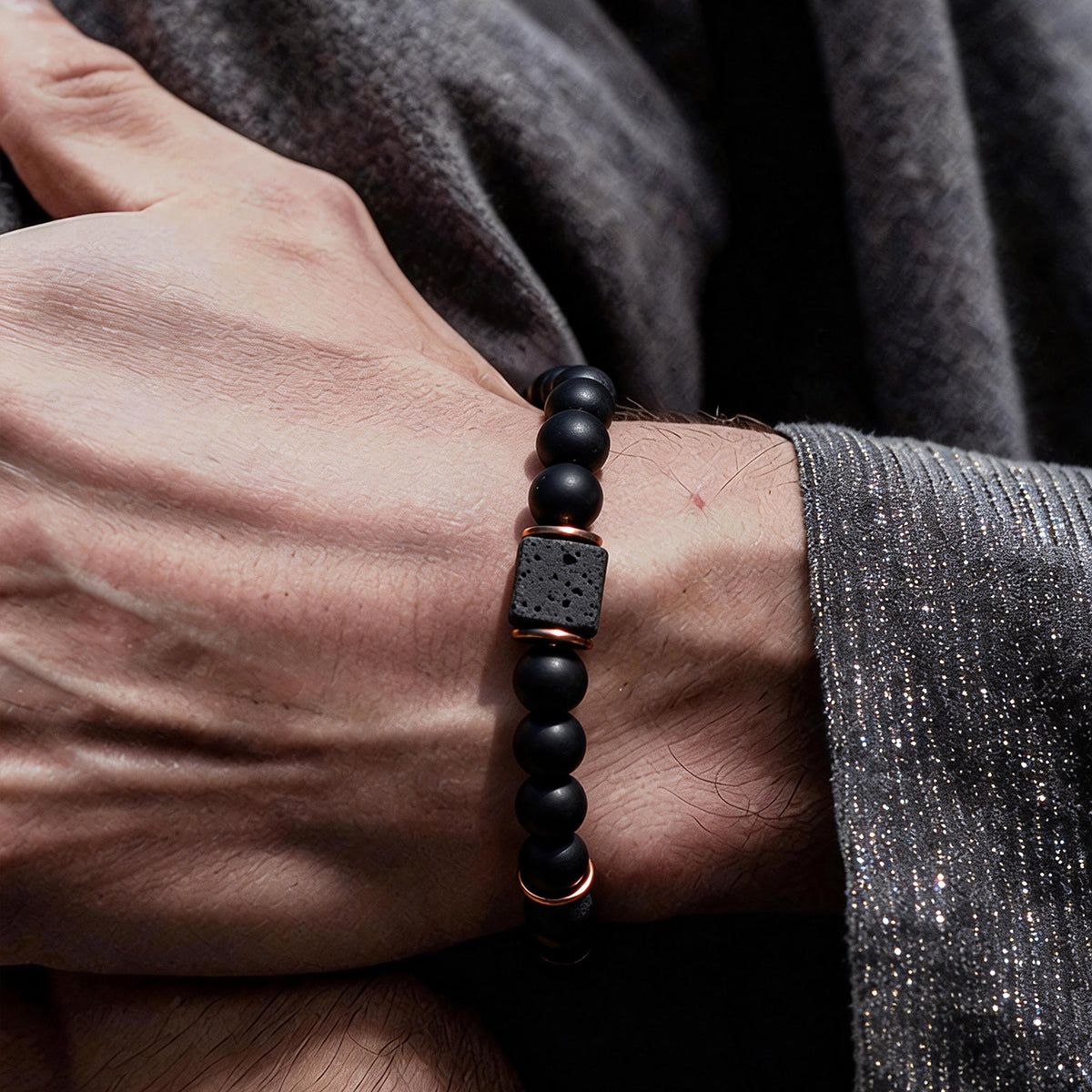 Natural Obsidian Shield Bracelet - Protection Stone