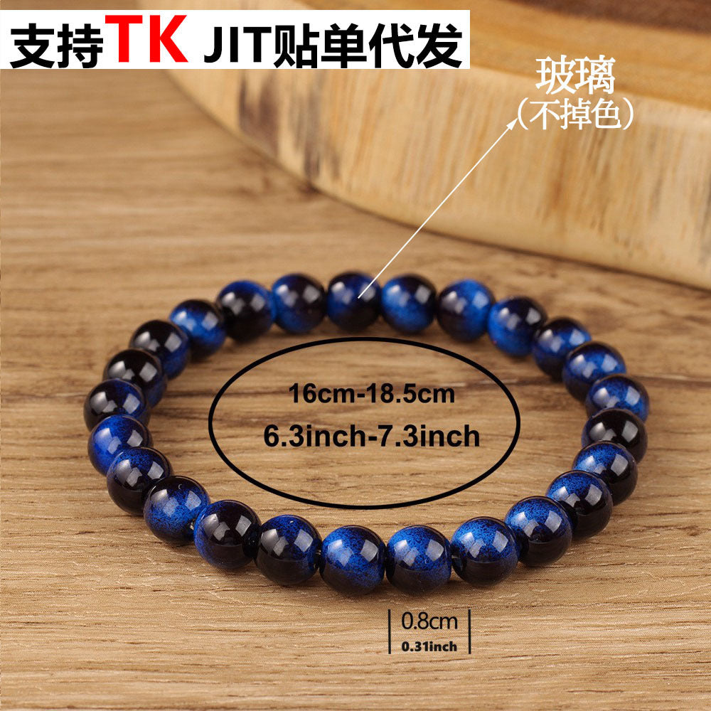 Blue Tiger’s Eye Beaded Bracelet – Handmade Boho Healing Jewelry for Women, Calm Energy & Everyday Style