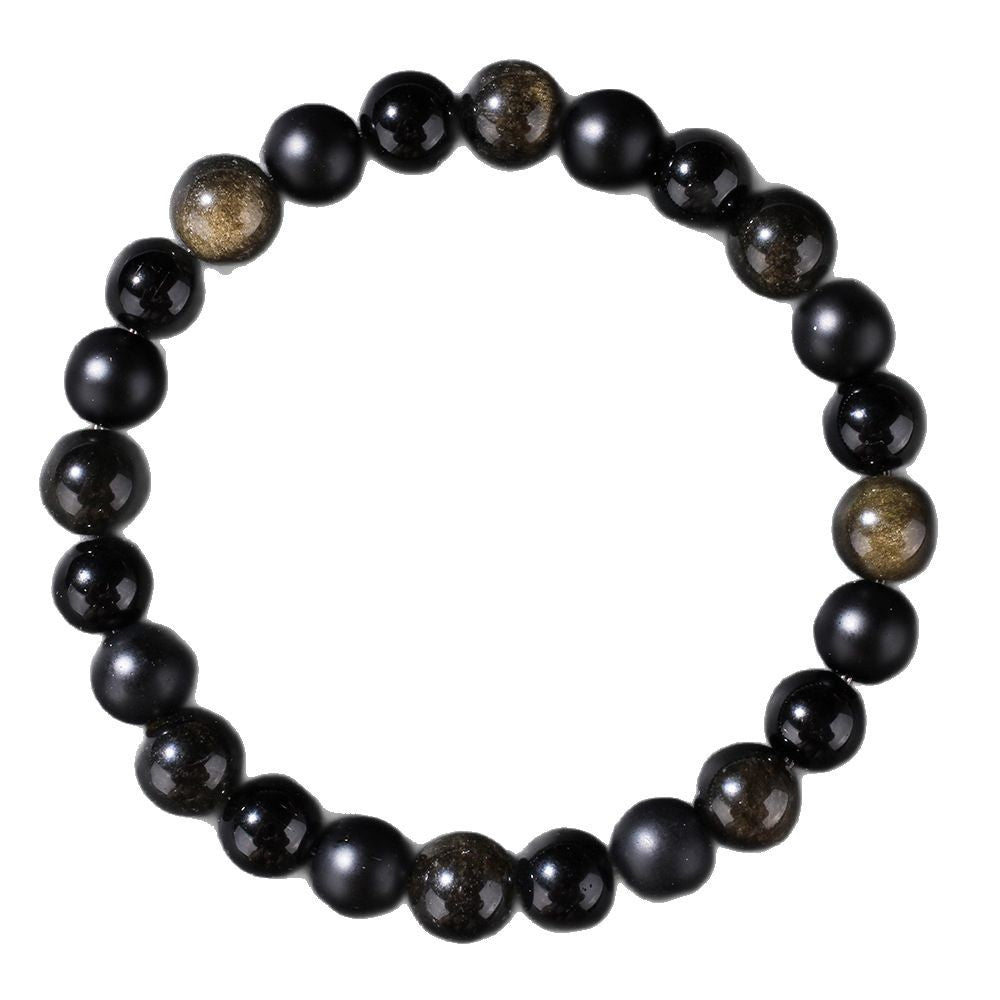 Trendy New Fashion Sport Style Beaded Bracelet Black Stone Natural Obsidian Men Women Couple Jewelry