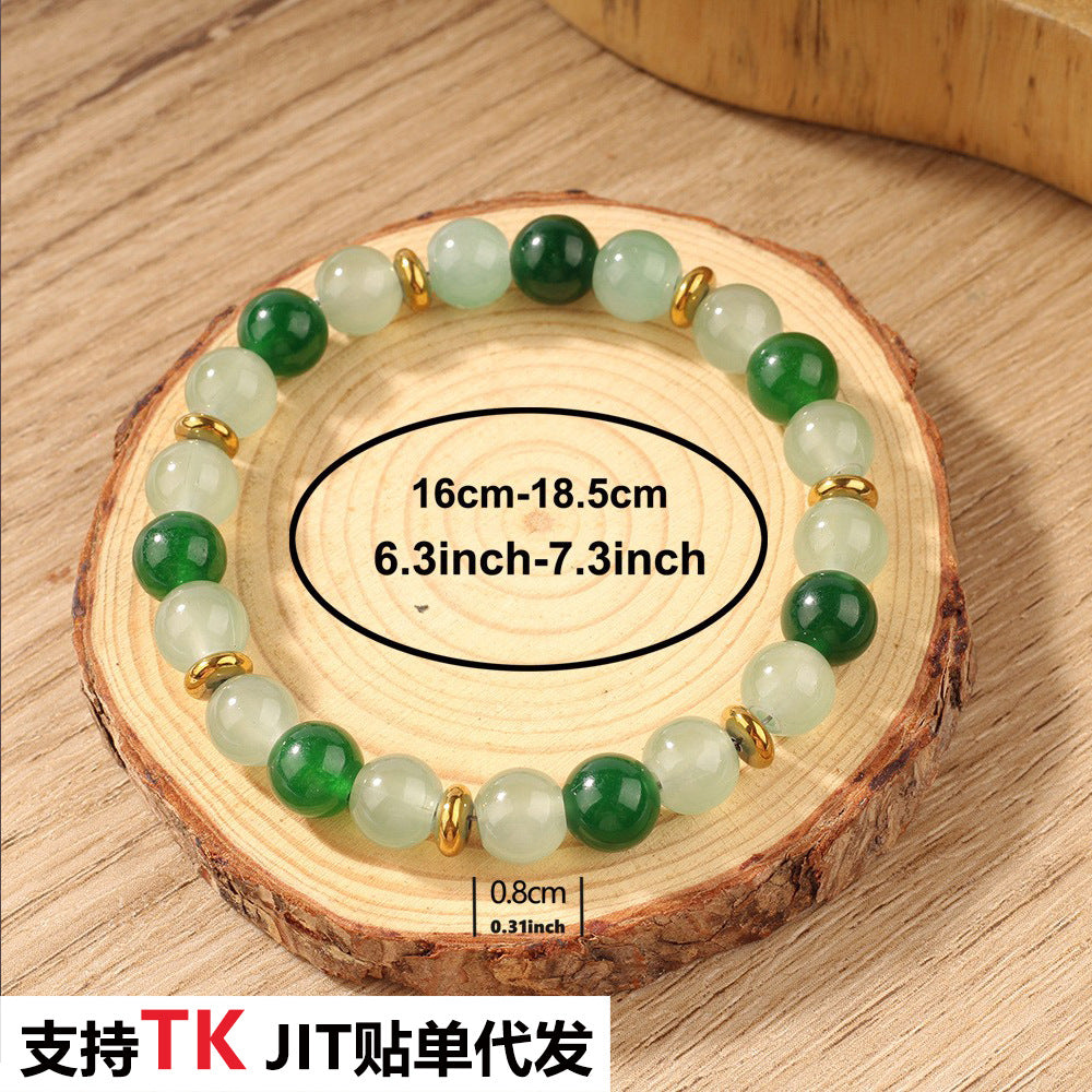 Vintage-Inspired Green Aventurine Style Beaded Bracelet with Spacer Design – Symbol of Good Fortune
