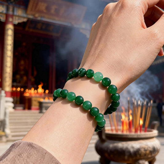 The Emerald Path | Vintage Green Aventurine & Gold-Tone Spacer Bracelet Open Your Heart to Opportunity. Manifest Your Abundance