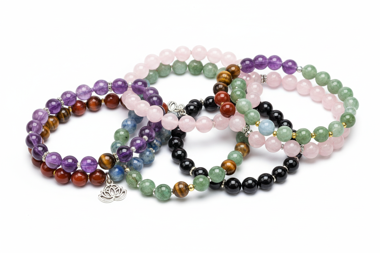 白底为主，主体是满屏天然宝石能量手串