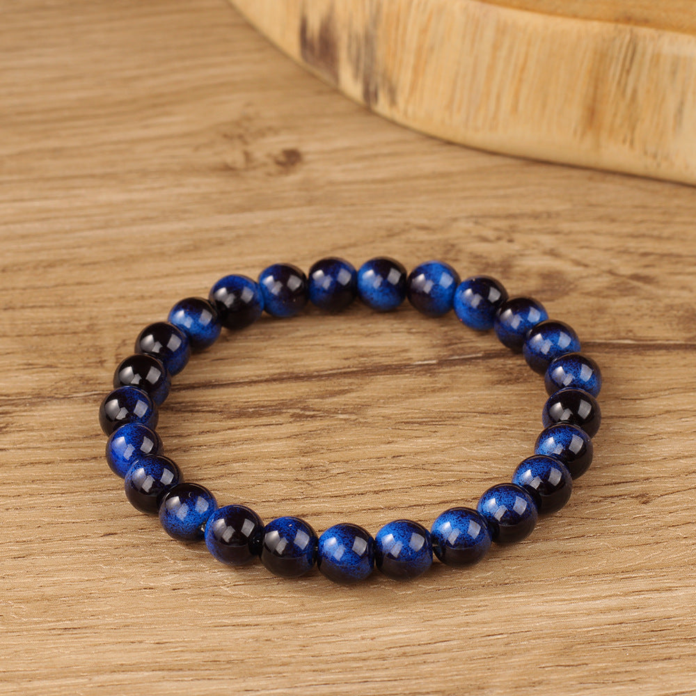 Blue Tiger’s Eye Beaded Bracelet – Handmade Boho Healing Jewelry for Women, Calm Energy & Everyday Style