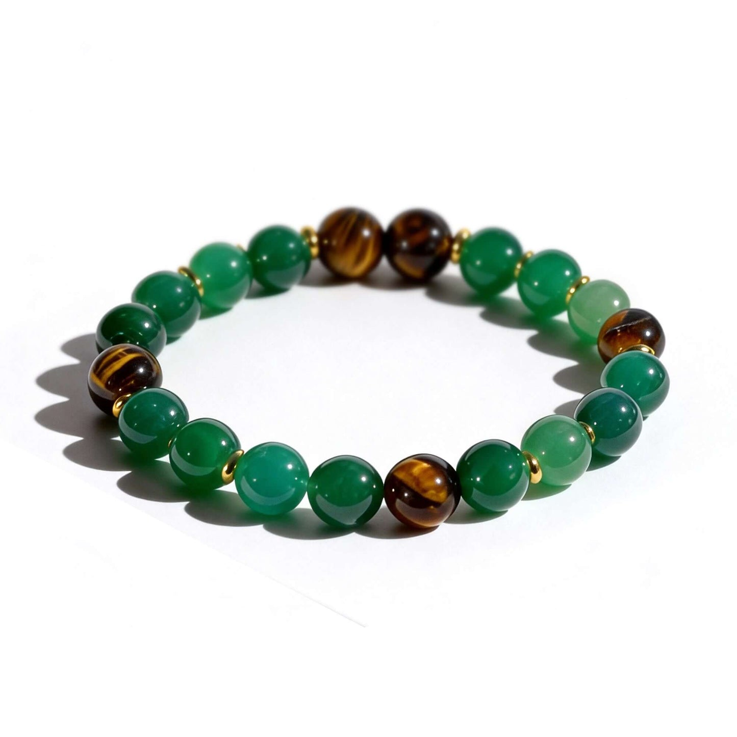 Green Aventurine & Tiger Eye Beaded Bracelet - Good Fortune