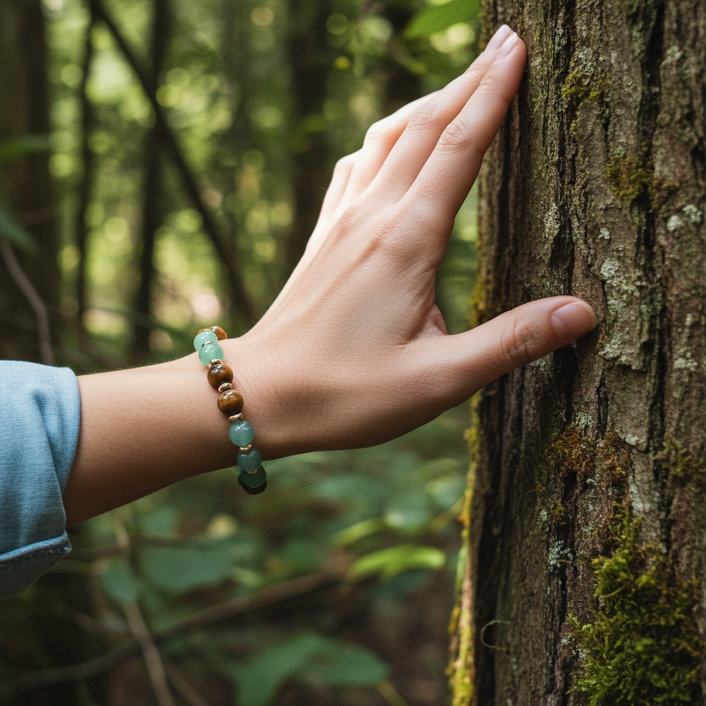 Vintage-Inspired Green Aventurine Style and Tiger’s Eye Style Beaded Bracelet – Unique Design for Good Fortune