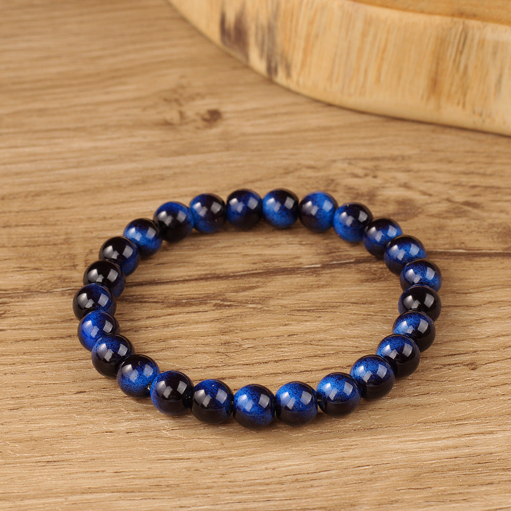Blue Tiger’s Eye Beaded Bracelet – Handmade Boho Healing Jewelry for Women, Calm Energy & Everyday Style