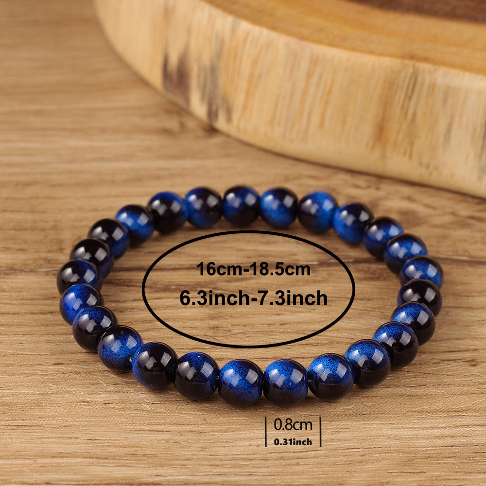 Blue Tiger’s Eye Beaded Bracelet – Handmade Boho Healing Jewelry for Women, Calm Energy & Everyday Style