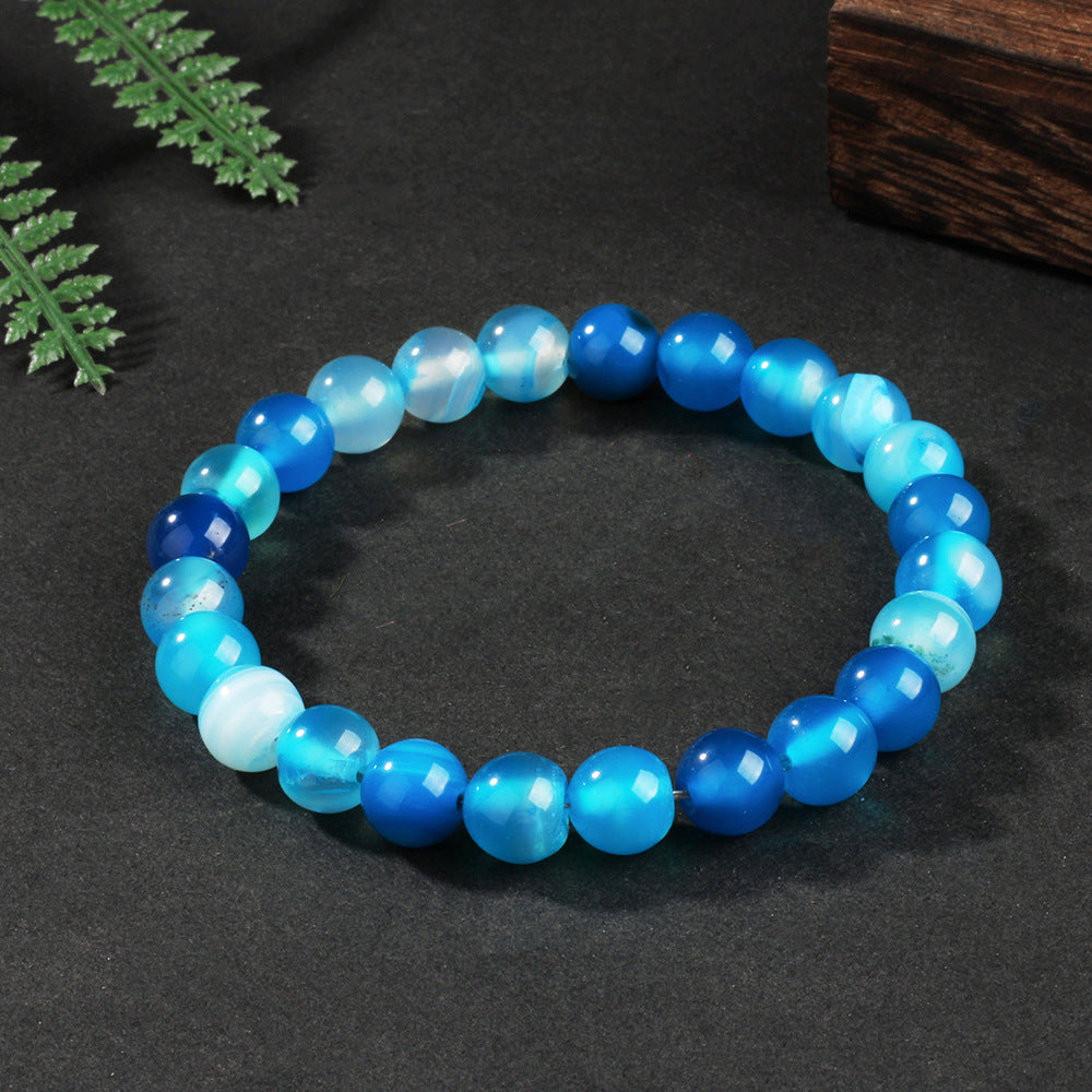 New Original Design Beaded Niche Stone Crystal Bracelet Lake Blue Agate Beaded Bracelet