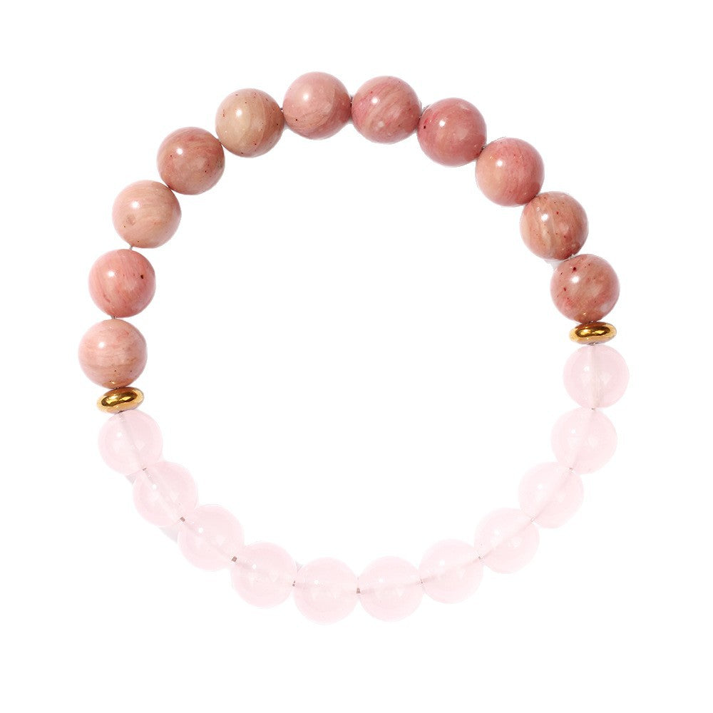 Vintage-Inspired Redwood Grain Style Pink Beaded Bracelet – Elegant and Fashionable Jewelry for Women