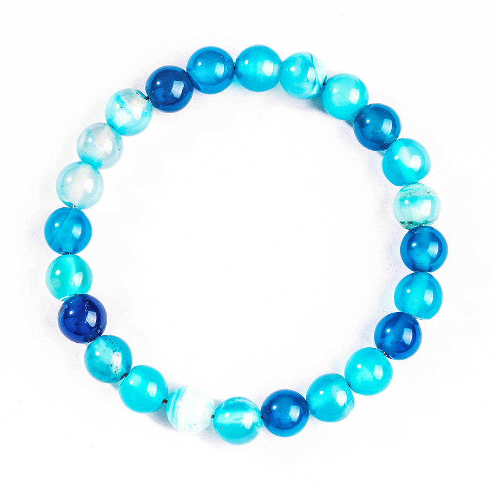 New Original Design Beaded Niche Stone Crystal Bracelet Lake Blue Agate Beaded Bracelet