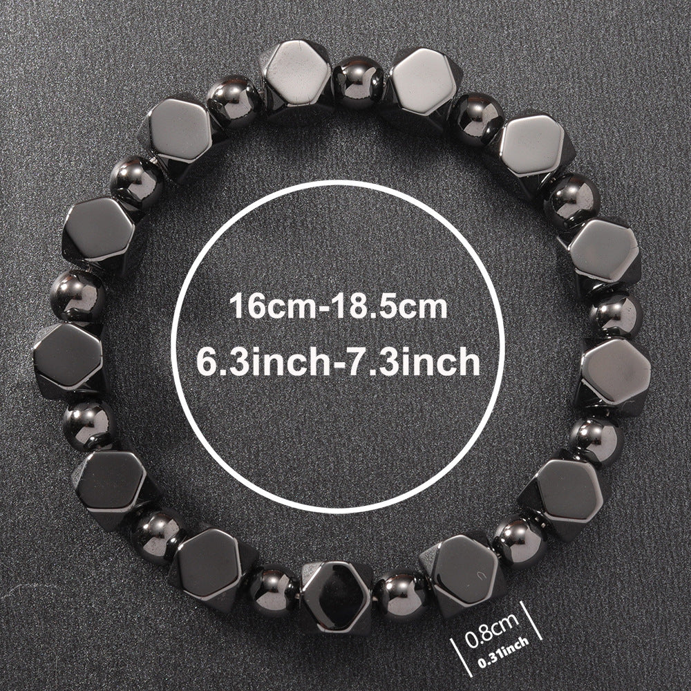 Vintage-Inspired Original Design Beaded Bracelet with Faceted Black Onyx Style Stones – Unique and Stylish