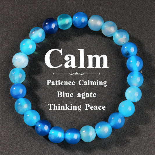 New Original Design Beaded Niche Stone Crystal Bracelet Lake Blue Agate Beaded Bracelet
